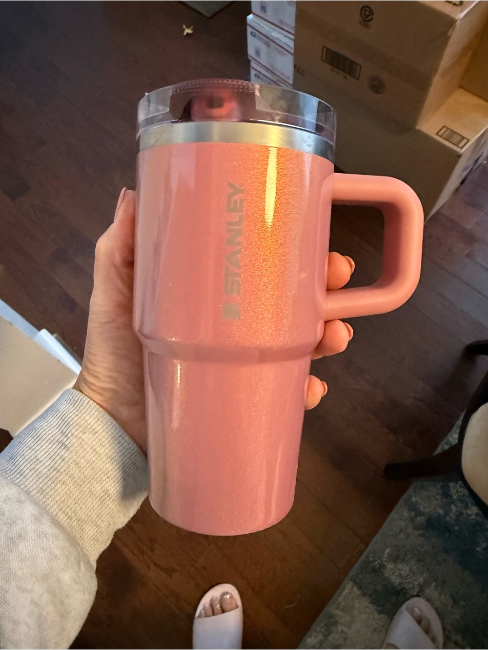Stanley 20oz Pink Travel Mug with Handle